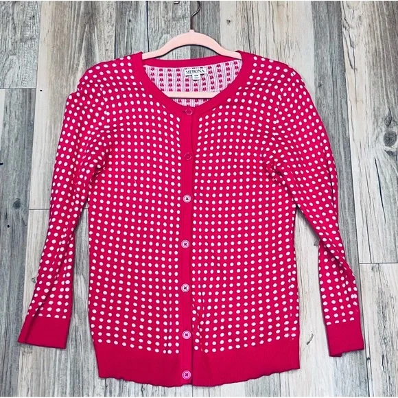 Target Sweaters Merona Target Polka Dot Pink Sweater Cardigan